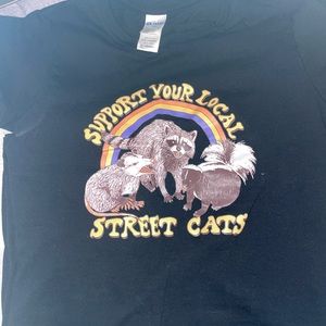 Black “Support Your Local Street Cats” short sleeve t-shirt